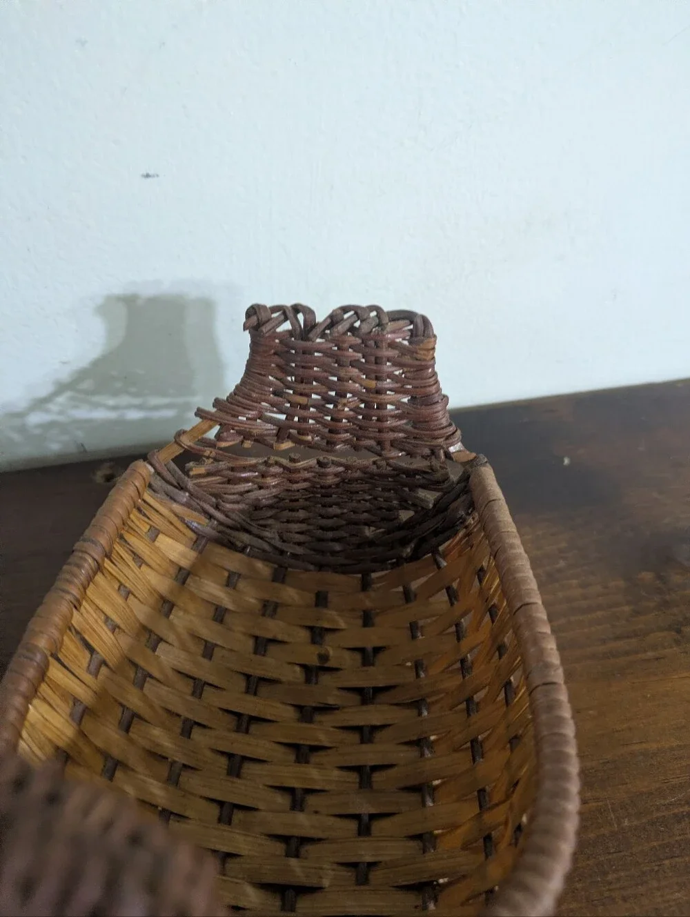 Vintage Woven Wicker Duck Basket | Rattan Boho Farmhouse Decor Cottagecore Farm